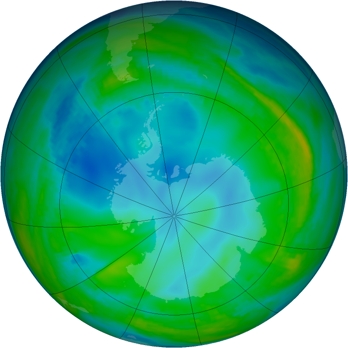 Antarctic ozone map for 30 May 1992
